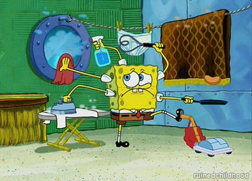 spongebob multitasking