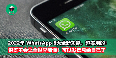 2022年 WhatsApp 8大新功能报你知！以后退群不用再让全世界知道啦！
